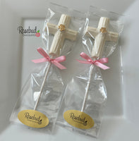12 CROSS Gold Rose Chocolate Lollipop Religious Candy Party Favors