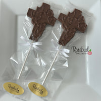12 CROSS Large Floral Chocolate Lollipop Religious Candy Party Favors