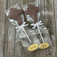 12 CROSS Large Floral Chocolate Lollipop Religious Candy Party Favors