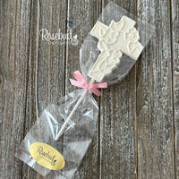 12 CROSS Large Floral Chocolate Lollipop Religious Candy Party Favors