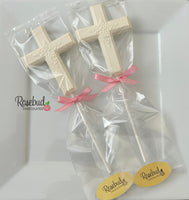 12 CROSS Large Floral Chocolate Lollipop Religious Candy Party Favors