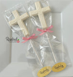 12 CROSS Large Floral Chocolate Lollipop Religious Candy Party Favors