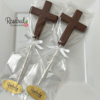 12 CROSS Large Floral Chocolate Lollipop Religious Candy Party Favors