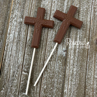 12 CROSS Large Floral Chocolate Lollipop Religious Candy Party Favors
