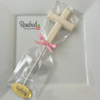 12 CROSS Large Floral Chocolate Lollipop Religious Candy Party Favors
