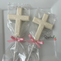 12 CROSS Large Floral Chocolate Lollipop Religious Candy Party Favors