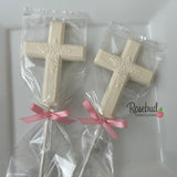 12 CROSS Large Floral Chocolate Lollipop Religious Candy Party Favors