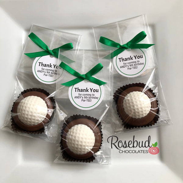 12 GOLF BALL Chocolate Covered Oreo Cookie Party Favors Personalized Tags