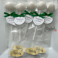 12 GOLF BALL Chocolate Lollipops Sports Birthday Party Favors Personalized Tags