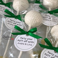 12 GOLF BALL Chocolate Lollipops Sports Birthday Party Favors Personalized Tags