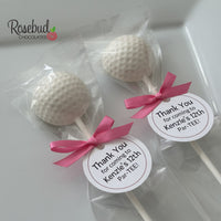 12 GOLF BALL Chocolate Lollipops Sports Birthday Party Favors Personalized Tags