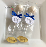 12 GOLF BALL Chocolate Lollipops Sports Birthday Party Favors Personalized Tags