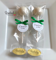 12 GOLF BALL Chocolate Lollipops Sports Birthday Party Favors Personalized Tags