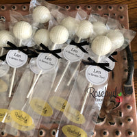 12 GOLF BALL Chocolate Lollipops Sports Birthday Party Favors Personalized Tags
