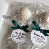 12 GOLF BALL Chocolate Lollipops Sports Birthday Party Favors Personalized Tags