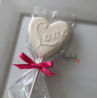 12 Heart Shaped LOVE Chocolate Lollipops Candy Wedding Birthday Party Favors