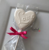 12 Heart Shaped LOVE Chocolate Lollipops Candy Wedding Birthday Party Favors