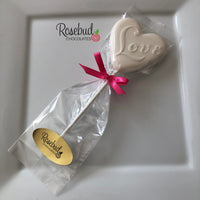 12 Heart Shaped LOVE Chocolate Lollipops Candy Wedding Birthday Party Favors