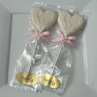 12 Heart Shaped LOVE Chocolate Lollipops Candy Wedding Birthday Party Favors