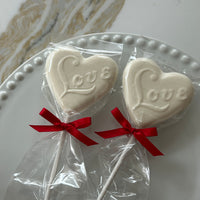12 Heart Shaped LOVE Chocolate Lollipops Candy Wedding Birthday Party Favors