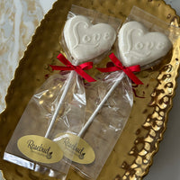 12 Heart Shaped LOVE Chocolate Lollipops Candy Wedding Birthday Party Favors
