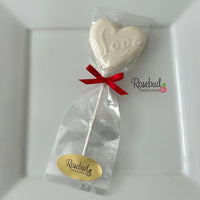 12 Heart Shaped LOVE Chocolate Lollipops Candy Wedding Birthday Party Favors