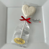 12 Heart Shaped LOVE Chocolate Lollipops Candy Wedding Birthday Party Favors