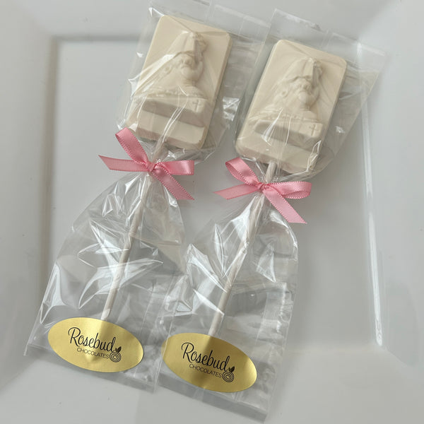 12 Kneeling PRAYING GIRL Chocolate Lollipop Religious Candy Party Favors