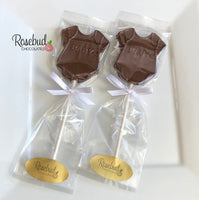 12 "BABY" BODYSUIT Large Chocolate Lollipop Candy Baby Shower Favors