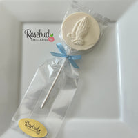 12 PRAYING HANDS Round Chocolate Lollipops Religious Candy Party Favors