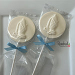 12 PRAYING HANDS Round Chocolate Lollipops Religious Candy Party Favors