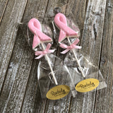 12 AWARENESS RIBBON Breast Cancer Pink Chocolate Lollipops Candy Party Favors