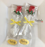 ROSES Set of 12 Milk Chocolate Lollipops Candy Party Favors
