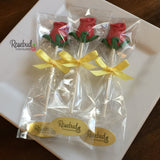 ROSES Set of 12 Milk Chocolate Lollipops Candy Party Favors