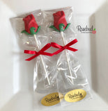 ROSES Set of 12 Milk Chocolate Lollipops Candy Party Favors