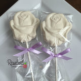 12 ROSE Bloom Chocolate Lollipop Flowers Wedding Birthday Party Favors