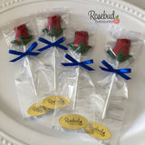 ROSES Set of 12 Milk Chocolate Lollipops Candy Party Favors