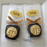 12 SCALES OF JUSTICE Chocolate Covered Oreo Cookie Candy Party Favors