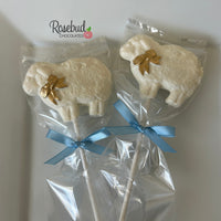 12 SHEEP Large Chocolate Lollipops Candy Animal Party Favors