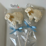 12 SHEEP Large Chocolate Lollipops Candy Animal Party Favors
