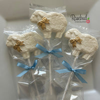 12 SHEEP Large Chocolate Lollipops Candy Animal Party Favors
