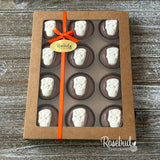 SKULLS Box of 12 Chocolate Covered Oreo Cookies Halloween Gifts Candy Gold
