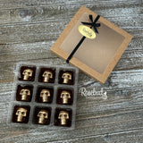 SKULLS 9 Piece Box Solid Chocolate Halloween Candy Gift
