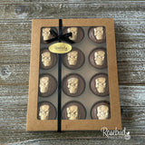 SKULLS Box of 12 Chocolate Covered Oreo Cookies Halloween Gifts Candy Gold