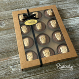 SKULLS Box of 12 Chocolate Covered Oreo Cookies Halloween Gifts Candy Gold