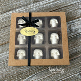 SKULLS 9 Piece Box Solid Chocolate Halloween Candy Gift