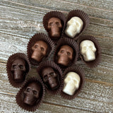 SKULLS Set of 12 Chocolate Candy Halloween Party Favors Gold Dusted
