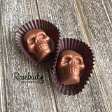 SKULLS Set of 12 Chocolate Candy Halloween Party Favors Gold Dusted