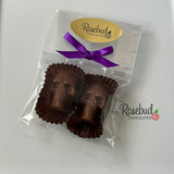 SKULLS Set of 12 Chocolate Candy Halloween Party Favors Gold Dusted