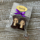 SKULLS Set of 12 Chocolate Candy Halloween Party Favors Gold Dusted